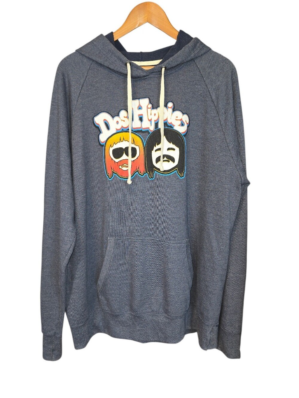 Dos Hippies Graphic Hoodie Blue Pullover Sweatshirt Cheech & Chong Inspired XL